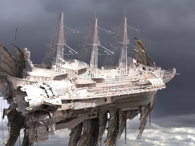 Airship Sci-Fi design White 3D model
