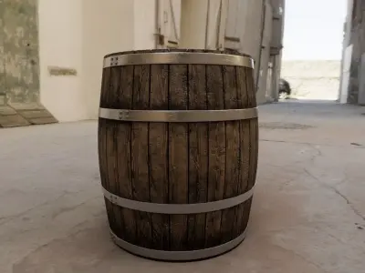 Wood barrel 3D model buy