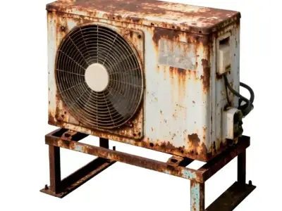 Rusty Industrial Air Conditioner Unit 3D Model Low-poly 3D model