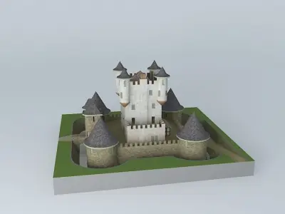 Fortress castle on field Free 3D model