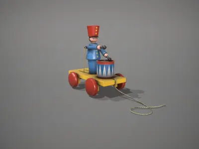 Blue Drummer Boy Toy Low-poly 3D model