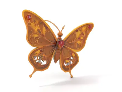Golden Jewel Butterfly model pack Low-poly 3D model