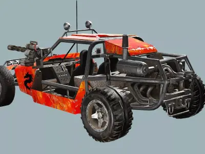 Post-Apocalypse Buggy Car D With Gunholder 3D Model Low-poly 3D model