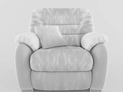 Chair tan leather recliner 3D model