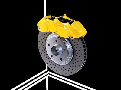 6 piston disc brakes Low-poly 3D model