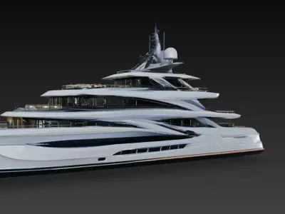 Modern Mega Super Yacht 3D Model Luxury Multi Deck Vessel 3D print model