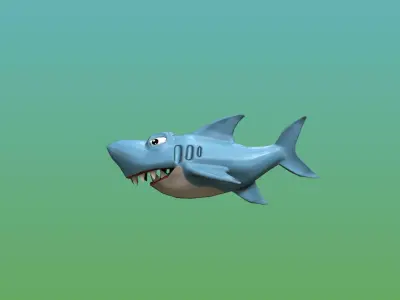Cartoon style 3D shark game model Low-poly 3D model