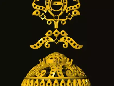 jumka ornate gold tibetan tibetan tibetan tibetan 3D print model