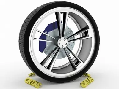 ORTAS CAR WHEEL RIM 90 GAME READY WHEEL RIM TIRE 3D model