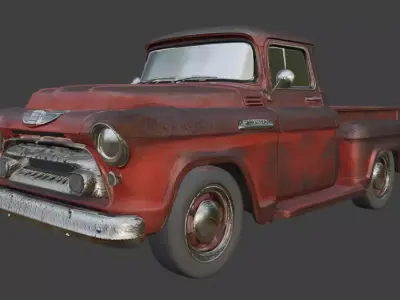 Vintage Rusty Pickup Truck 3D Model 3D model 7