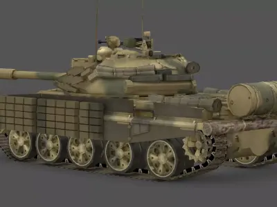  T-62MV Main Battle Tank 3D Model Soviet Cold War Modernized Low-poly 3D model