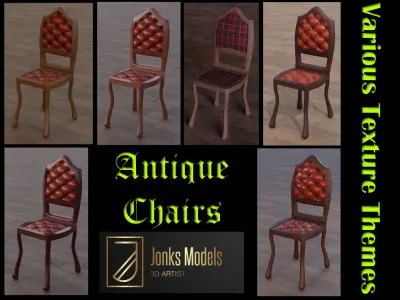 Antique Chair Low-poly 3D model