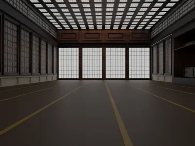 Japanese training dojo Low-poly 3D model purchase
