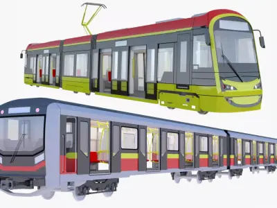 Warsaw public transport bundle 3D Model Pack