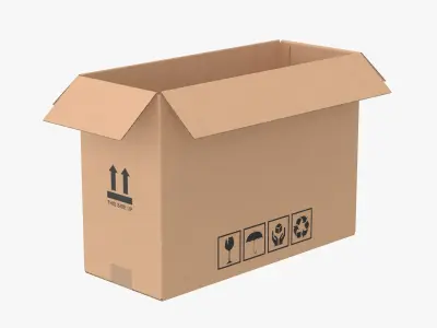Cardboard Box 50x20x35 Open 3D model