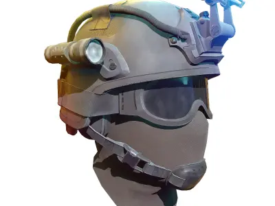 Military helmet with mask  3D model