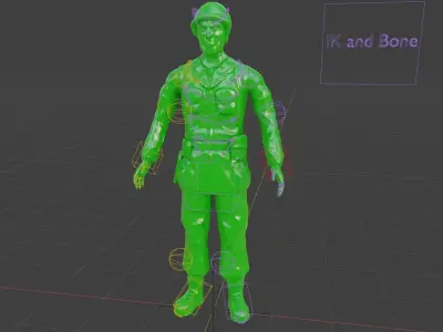 Rigged Green Army Men  Low-poly 3D model