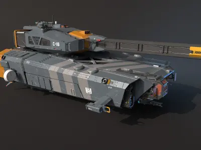 Spaceship Tank Low-poly 3D model