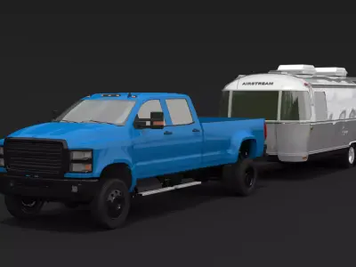 Airstream Trailer and Pickup 3D model