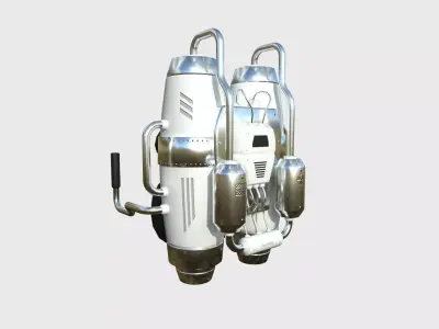 Jetpack A05 White Aluminum - SciFi Character Design Low-poly 3D model