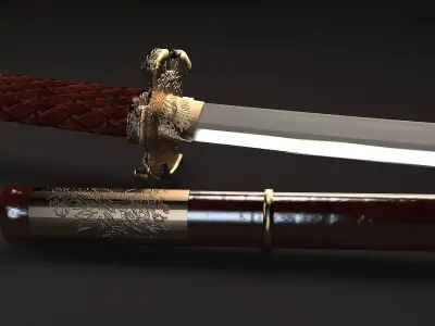Katana Low-poly 3D model chinese sword 3D model
