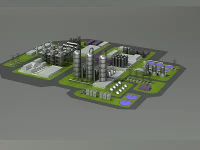 platform factory industrial tower nuclear gas construction 3D model
