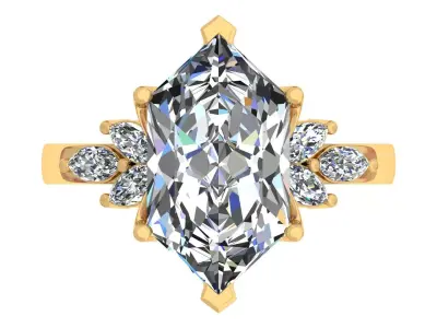 Hexagonal Stone Engagement Ring 3D print model purchase