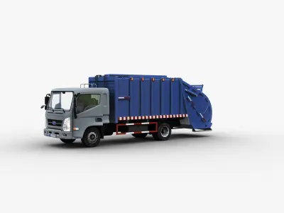 Garbage Truck with interior Low-poly 3D model