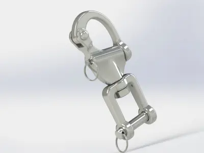Quick release swivel carabiner with ring 3D model