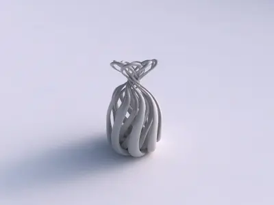 Vase double twisted with squeezed top part eccentric 3D print model