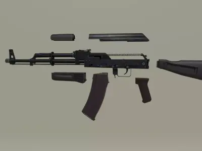 AK-74 Modular Assault Rifle Low-poly 3D model
