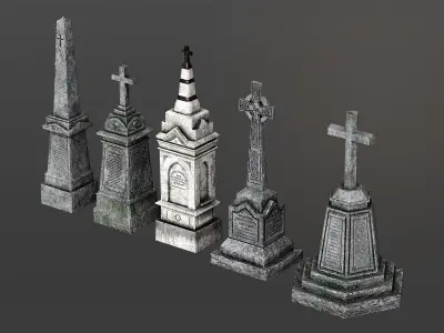 Cemetery Monuments Low-poly 3D model