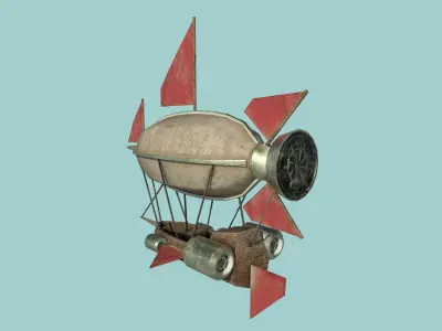 Steampunk Airship - Low Poly Aircraft 01 - Flying Ship Low-poly 3D model