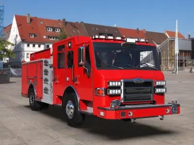 Firetruck Pierce Pumper Velocity chasis lowpoly Low-poly 3D model
