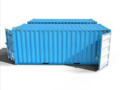 20ft Cargo Container Light Blue Low-poly 3D model