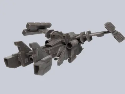 Spaceship Low-poly 3D model 12