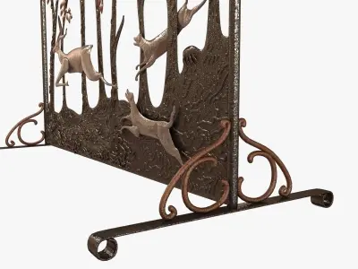 Fine and Rare Deer Fire Screen by Edgar Brandt 3D model