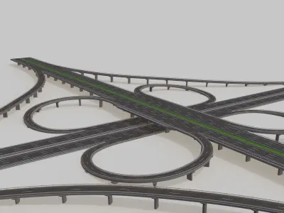 Highway Intersection Road Bridge 3D model by Boyut3d