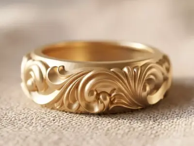 Baroque Scroll Ring  Ornamental Rococo Band 3D print model