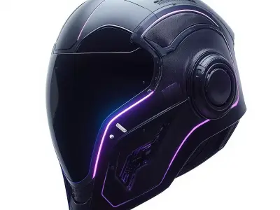 Futuristic Stealth Visor Helmet 3D Model Cyber  Headgear Low-poly 3D model