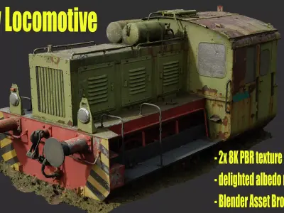 Rusty old locomotive 3D model