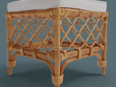Bamboo chair Low-poly 3D model