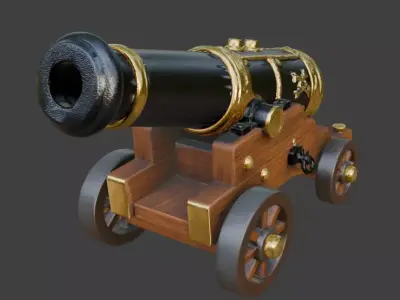 Ornate Stylized Pirate Cannon 3D Model Low-poly 3D model