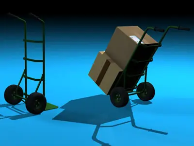 Barrow two boxes and hand truck 3D model