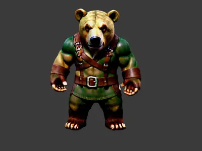 Bear Man Low-poly 3D model