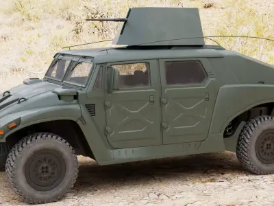Military Vehicle Humvee Gunner Turret HMMWV Concept Army Color 3D model