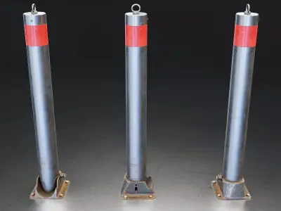 Steel Removable Security Bollard Low-poly 3D model