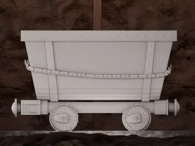 Rusty Minecart Low-poly 3D model