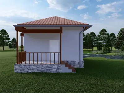 Village House with terrace Free 3D model