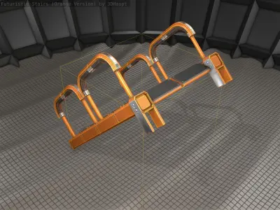 Sci-Fi Stairs - 26- Orange Version Low-poly 3D model